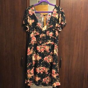 Black button up floral dress